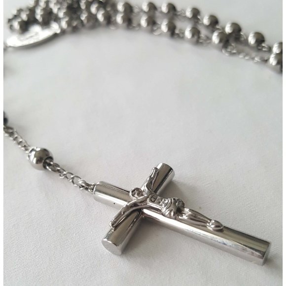 Religious Catholic Rosary - all metal beads, cross, and medallion - Picture 8 of 8